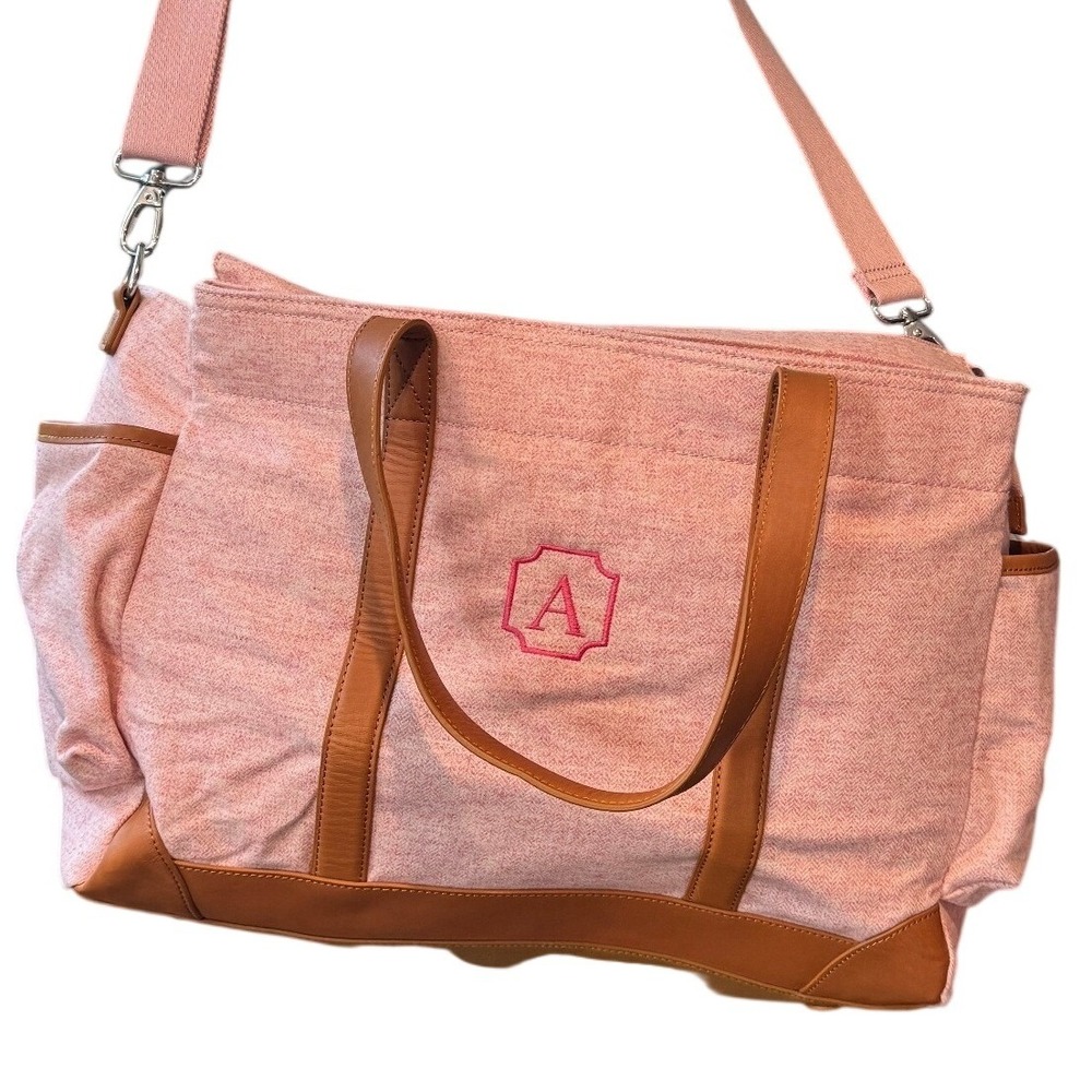 Pottery Barn Kids X Large Zip Diaper Bag Pink Monogram A adjustable Travel
